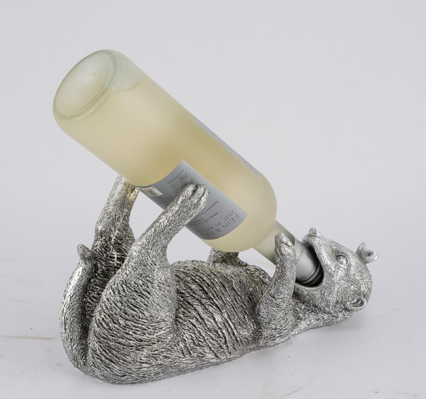Flaschenhalter Erdmännchen Poly silber 30x11x17cm