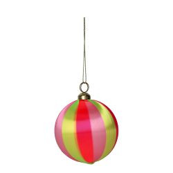 Weihnachtskugel Chinois 8cm, Streifen, neon grün/rosa/neon pink D8cm