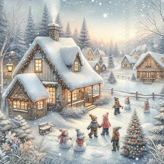 Serviette Winter in backyard 33x33cm