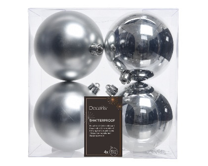 Kugeln bruchfest silber mix 4St. 10cm