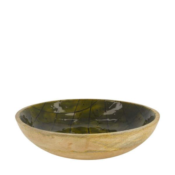 Schale Mangoholz natur/grün 27x27x7cm