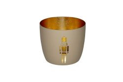 Windlicht Madras M, Motiv: Nussknacker, sandstone/gold H8,5cm, D10cm