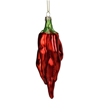 Hänger Chili Schote Glas rot 14,6cm