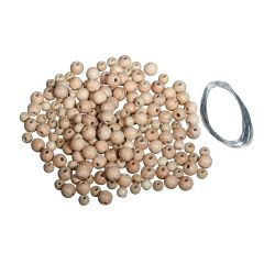 Bastelpackung: Holzperlen Sterne Classic, 8cm ø Perlen+Fädeldraht+Anleitung