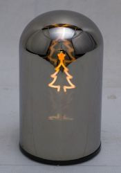 LED-Glasglocke m. Tanne anthrazit 3xAA,Timer,9x9x15,5