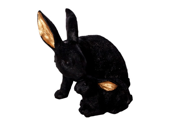 Hase Mutter+Kind Poly schwarz 17,5cm