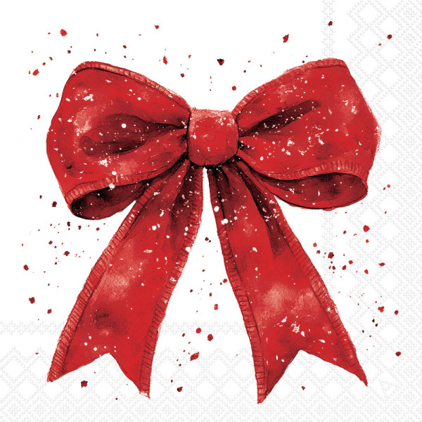 Serviette Fancy bow red/white 33x33cm