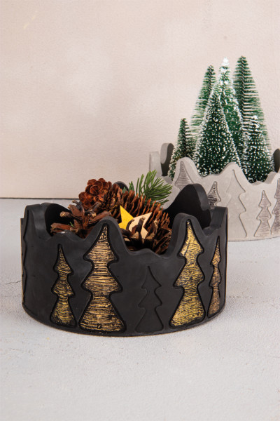Gießform Silikon Schale Tannenbäume ø 15cm x H 8cm