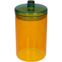 Glas mit Deckel gelb grün 10,2x10,2x18,5cm