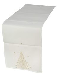 Tischläufer Tanne Polyester weiß gold,150x40x0,2cm