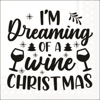 Serviette Wine Christmas white 33x33cm