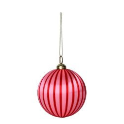 Weihnachtskugel Chinois 8cm, dünne Streifen, rot/pink D8cm