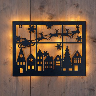 LED Wandhänger Weihnachtsmann schwarz 27LED/Classic/Ip20 40xh32cm