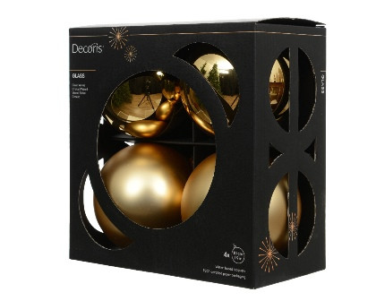 Kugeln Glas hell gold mix 4St. 10cm